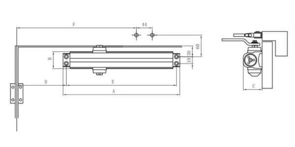 Door Closer BW Drawing