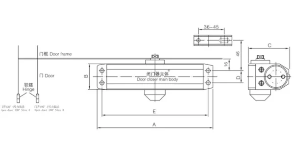 Door Closer BW Drawing