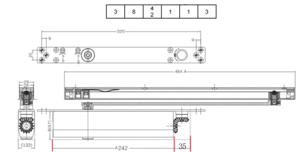Door Closer AWH Drawing